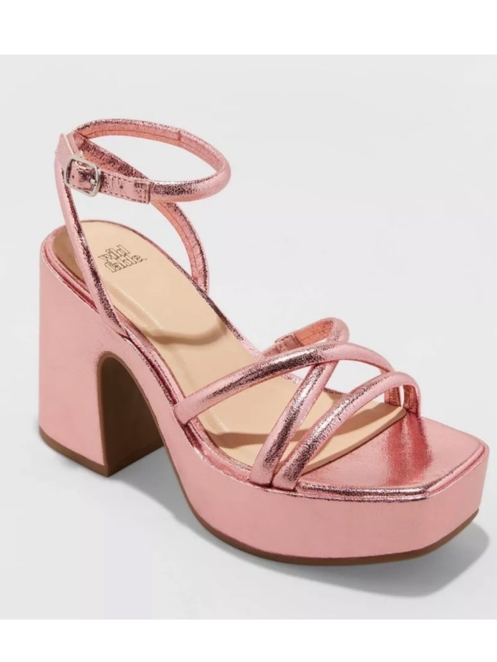 WILD FABLE Metallic Chunky Platform Block Square Toe Heel Sandals NWOT